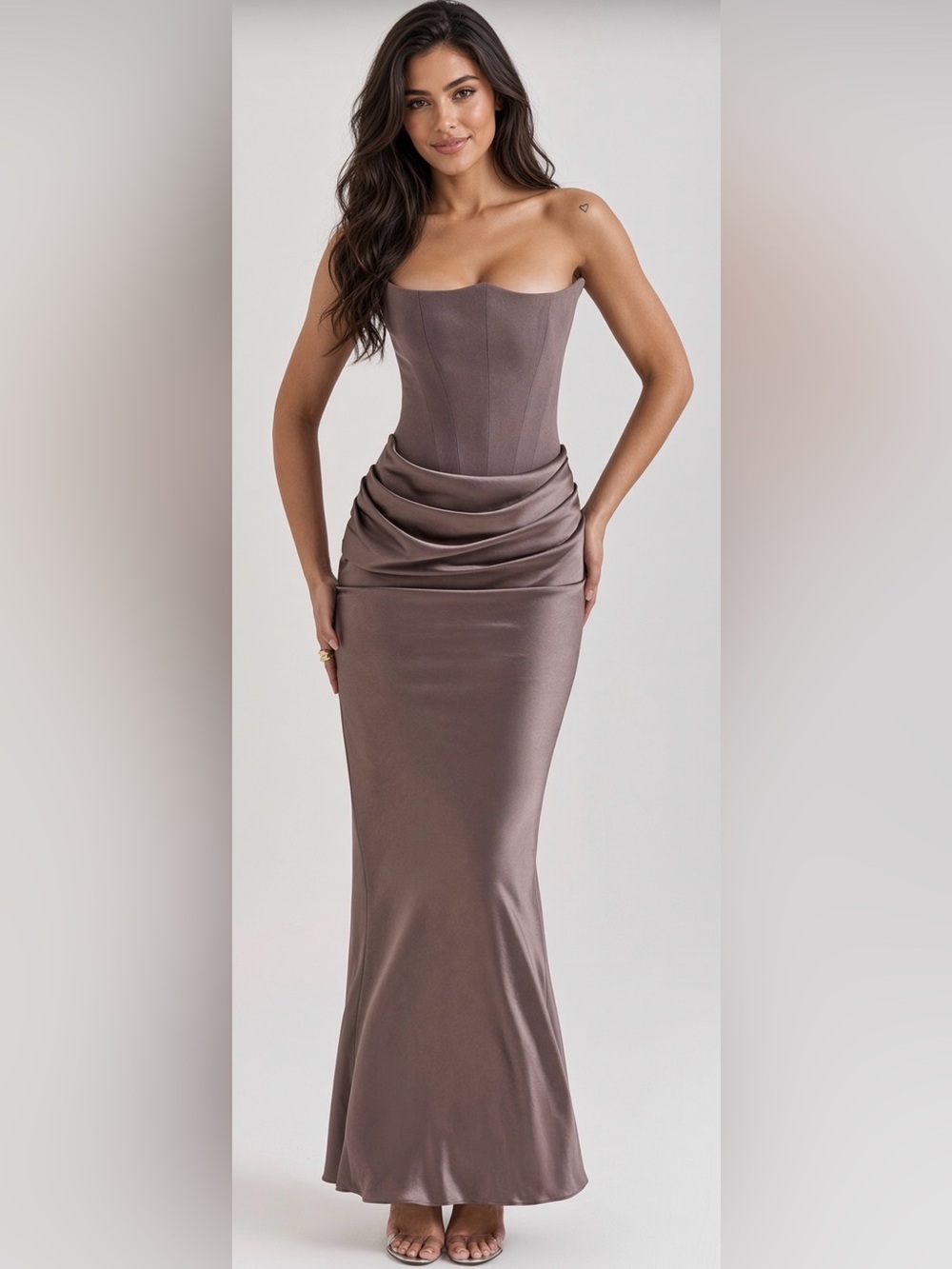 HOUSE OF CB 'Persephone' Smoke Strapless Corset Maxi Dress/ XSmall US2-4 $329